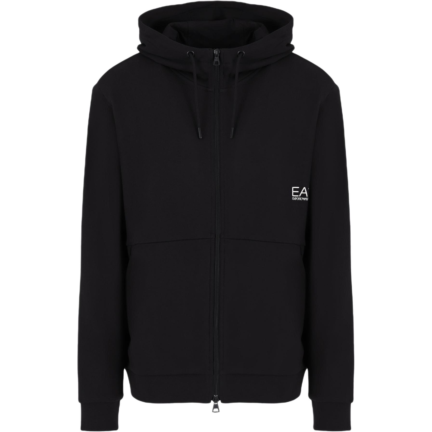 Emporio Armani EA7 FW24 Solid Color Letter Hooded Zip Long Sleeve Sweatshirt Men sweatshirt Black 7M000001AF11971UC001 S