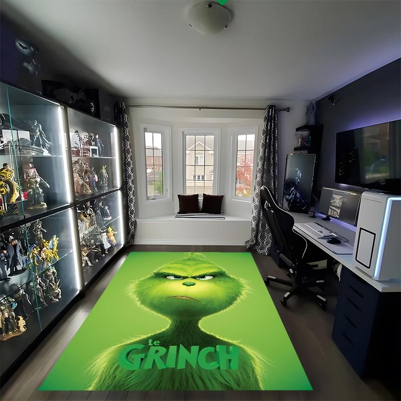 Tapis imprimé Grinch, Tapis pour chaise de bureau Salon Chambre à coucher Décoration de cuisine Cadeaux.