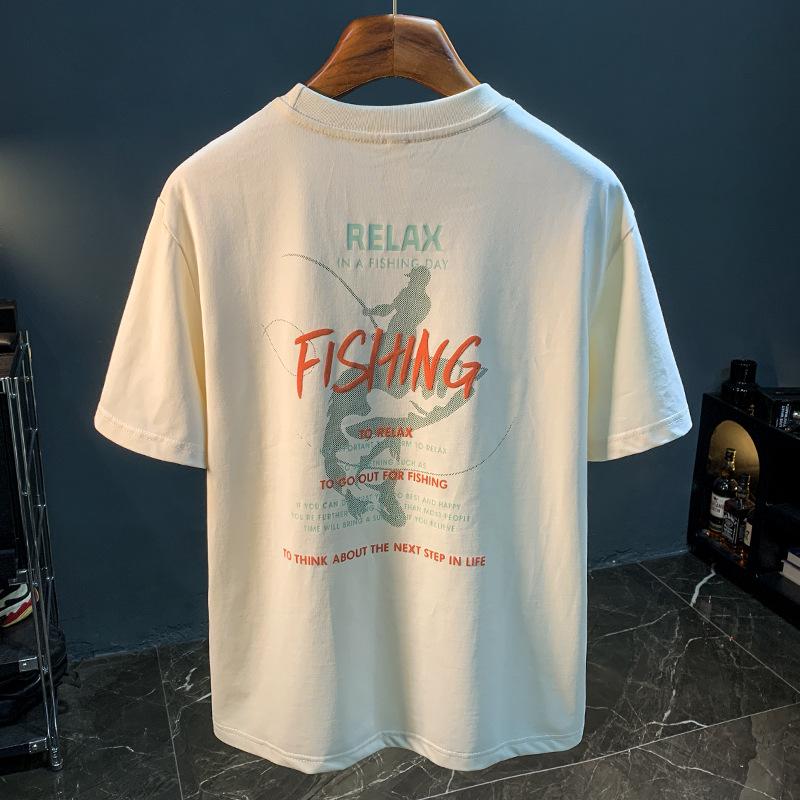 Летняя футболка с короткими рукавами, мужская, с открытыми плечами, с круглым вырезом, с принтом, повседневная рубашка-боди, универсальные, плотные, дышащие, дизайнерские топы S