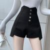 Damen Bootcut Hosen im koreanischen Stil - High Waist Schlankmachende Unregelmäßige Shorts, Vielseitiges Weites Bein, Frühling/Sommer