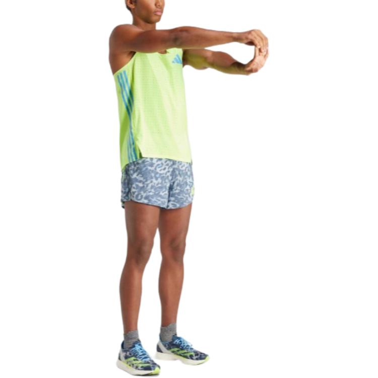 Adidas Logo Print Elastic Waist Straight Leg Sports Shorts Men Shorts Blue IT8860