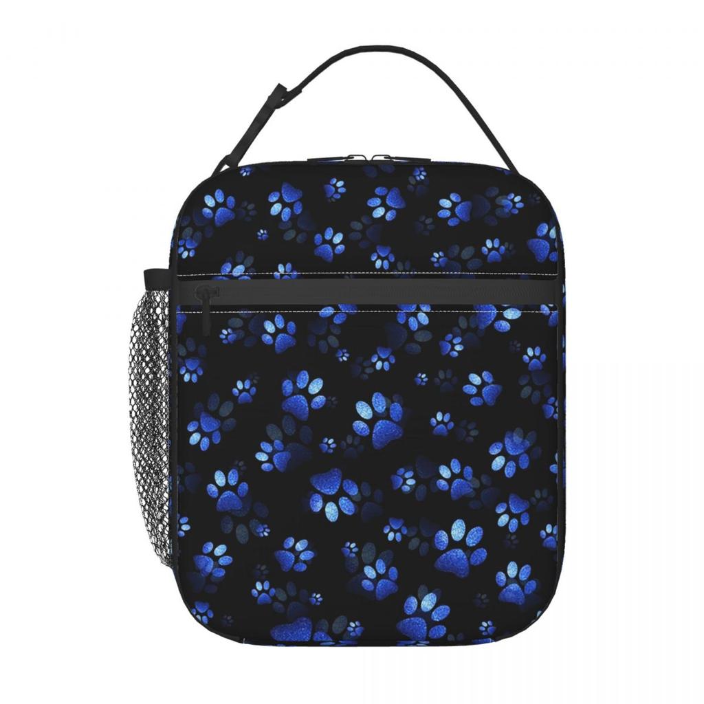 Blue Dog Paw Pattern Insulated Lunch Bag for Women Office Cooler Thermal Food Box Tote Leakproof Lunch Boxes Container