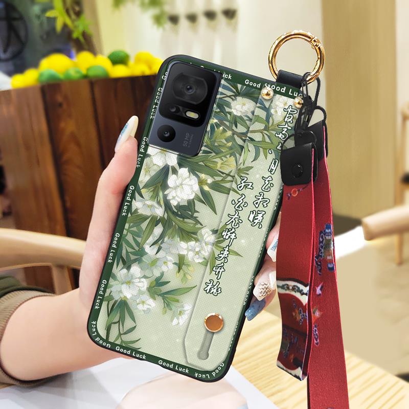 Durable Phone Holder Phone Case For TCL 40SE/T610K Silicone Dirt-resistant Wristband Chinese style Anti-knock Ring