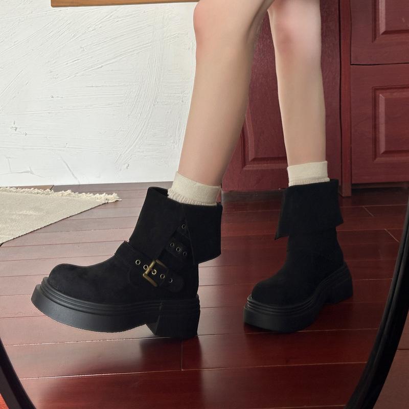 

One boot and two Maillard platform short boots, women s summer boots, heightening Martin boots, new knight boots 39 чёрный