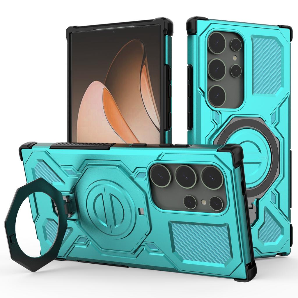 For Samsung Galaxy S24 Ultra Magnetic Case Rotating Metal Kickstand PC + TPU Phone Back Cover