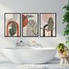 Mid-Century Tropical Leaf Wall Art Set, Boho Abstract Geometric Terracotta Canvas Prints, Minimalist Home Decor & Perfect Gifts