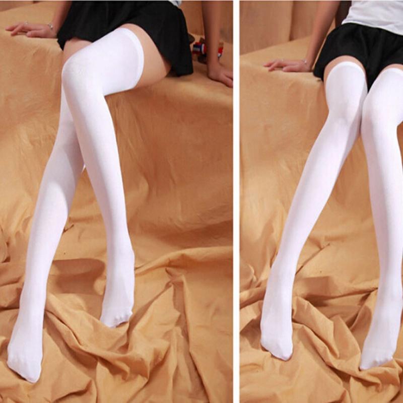 1Pair New Hot Mini Women Girls Fashion Opaque Over Knee Thigh High Elastic Sexy Stockings Black/White Over the Knee Stockings