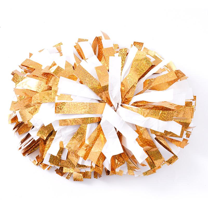 Colorful Laser Cheerleading Pom Poms with Baton Handle for Team Spirit Sports Dance Cheering Kids Adults