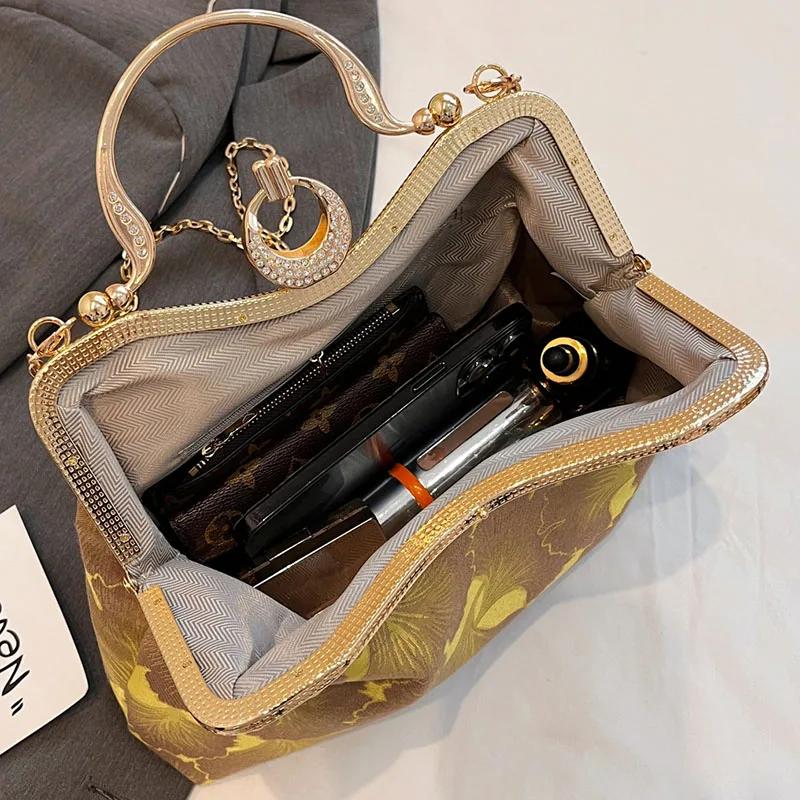 Luxusní květinový tištěný párty psaníčko pro ženy zelené kabelky dámské tašky přes rameno třpytivé krystaly messenger večeře designer