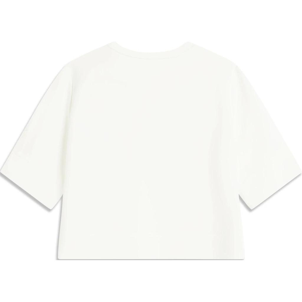 Li Ning Chinese Culture Series Floral Round Neck Comfortable Breathable Loose Short Sleeve T-Shirt Women T-Shirt Off-White AHSU334-4