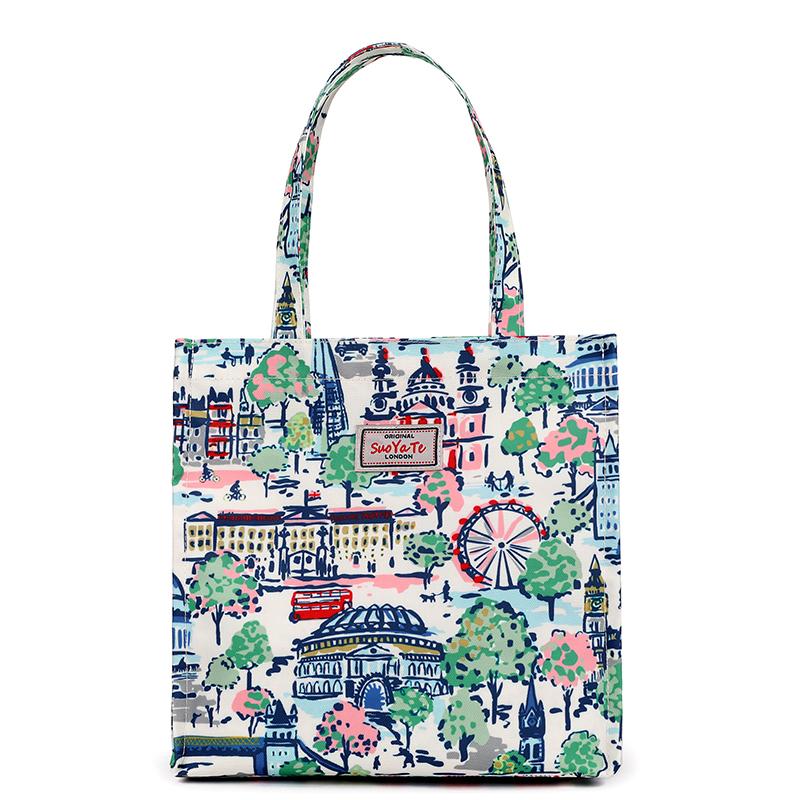 Women's Large Capacity Letter Print Handbag Nylon Shoulder Bag Student Tote Bag