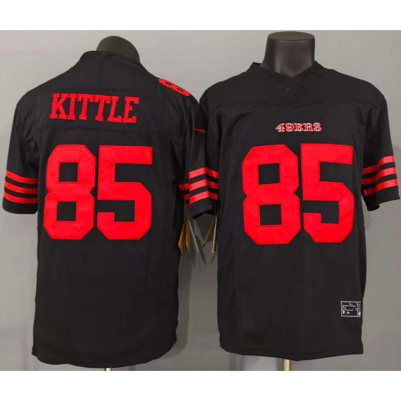 San Francisco 49ers 85 Kittle Football Jersey Mens Black Quick Dry Fan Game Day Top