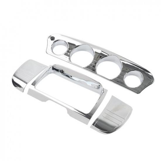 Chrome Tri Line Gauge Stereo Accent Cover For Harley Touring Electra Glide