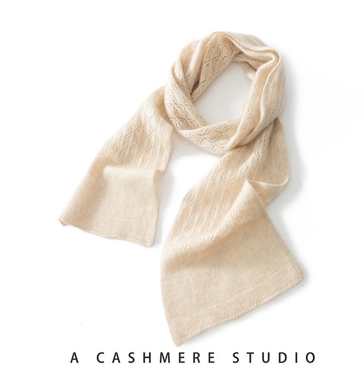 Women's Pure Cashmere Openwork Shawl - Autumn/Winter Korean Style Neck Protection Scarf