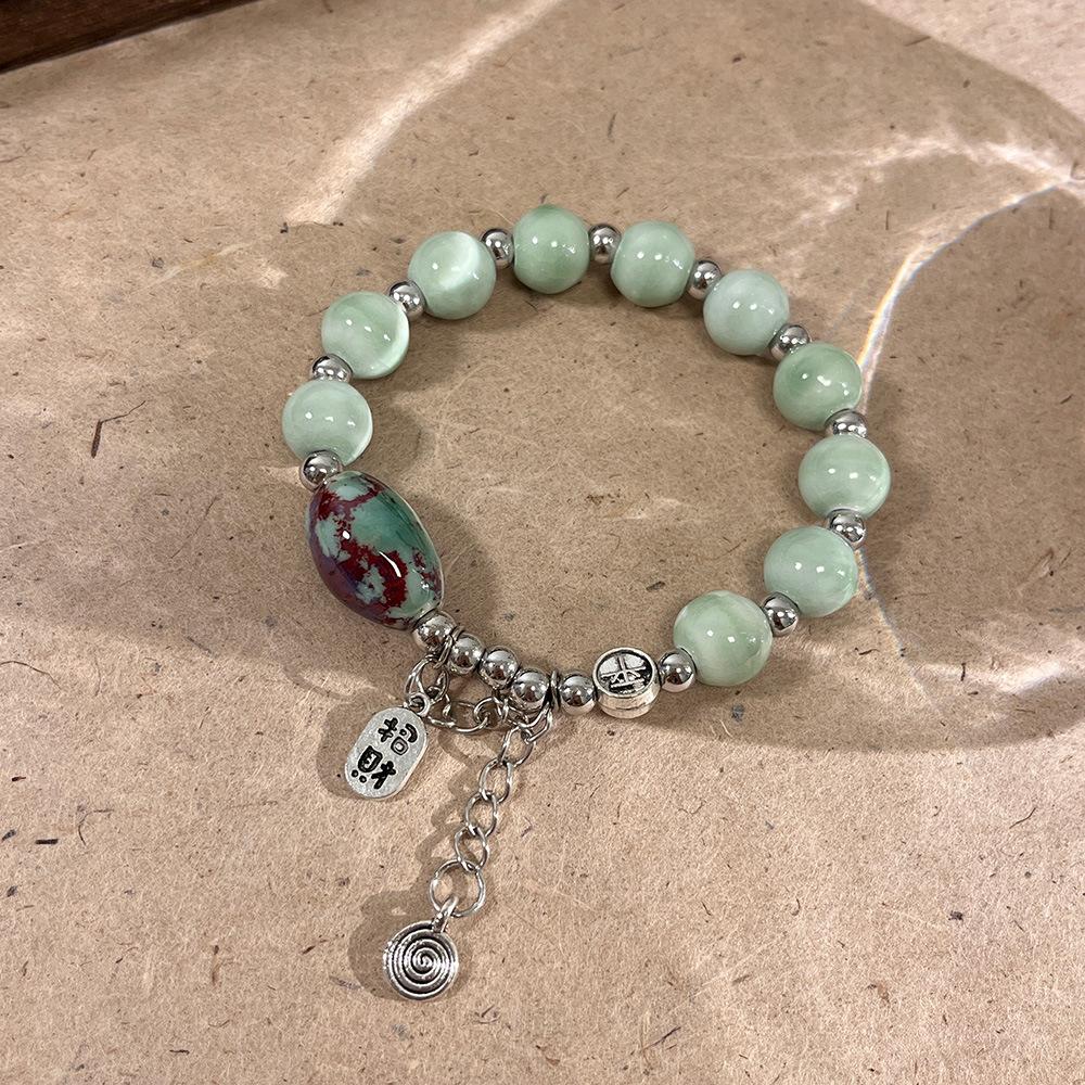 JMXD-Handmade Ceramic New Chinese Lucky Bracelet Women's Ethnic Style Literary Small Fresh National Style Fashion Bracelet Decoration