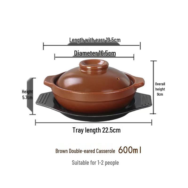 High-Temperature Resistant Clay Pot with Handle for Claypot Rice & Noodles - Durable, No Crack, Small Commercial Sand Pot