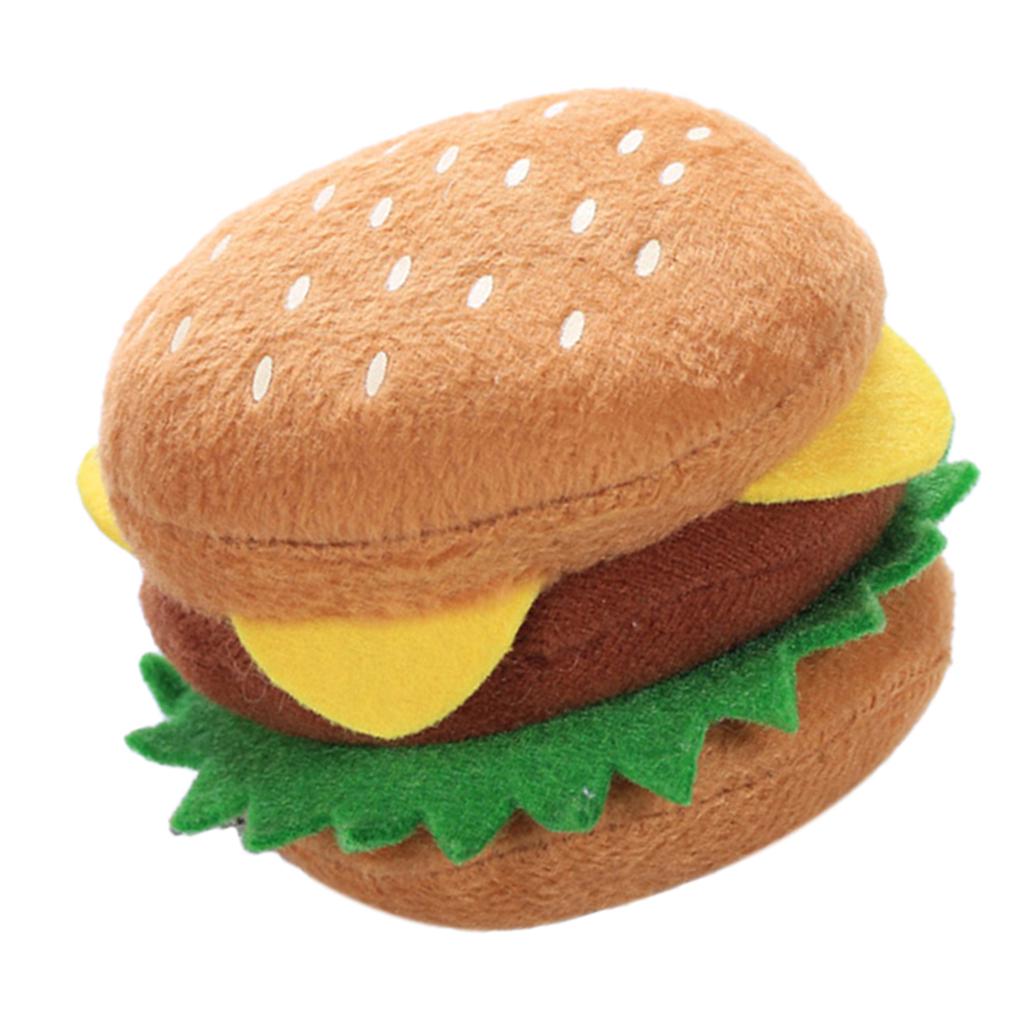 3x Dog Hamburger Chews Squeaky Squeaker Rubber Puppy Chewing