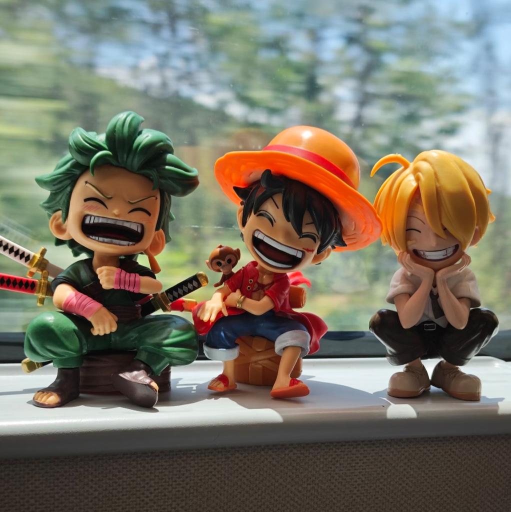 1-3pcs One Piece Anime Figure Sitting Laughing Luffy Action Figures Kawaii Sanji Zoro Figurine Collection Toys Doll Gift Model
