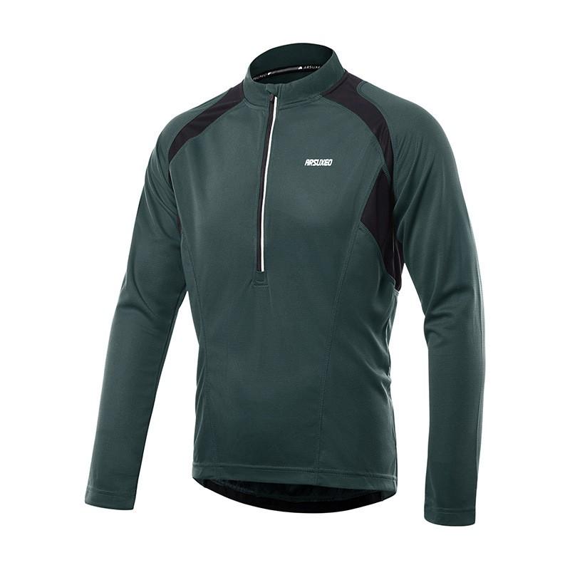 Men Women Quick Dry Cycling Jersey Long Sleeve Mountain Bike Top Breathable Half Zip Sportswear