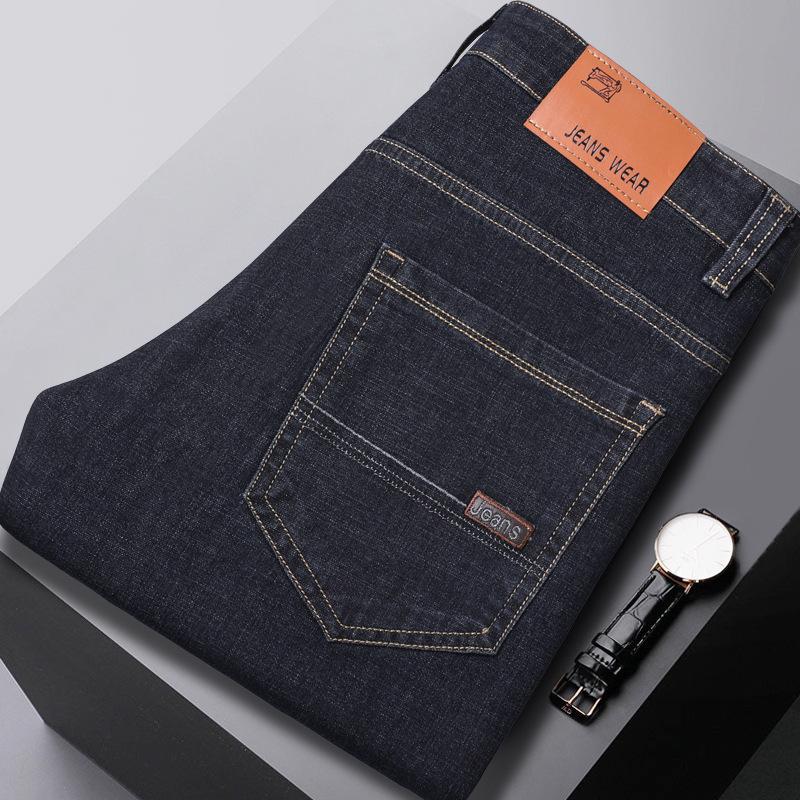 Spring/Summer New Arrival Men's Mid-Rise Stretch Denim Trousers Straight-Leg Loose-Fit Casual Long Trousers