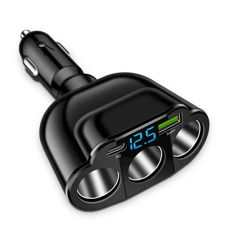 

Car Charger 66W Fast Charging 5 Ports 336W Digital Display PD and USB Adapter Tablets 12-24V Super Quick Charger Phone Charger