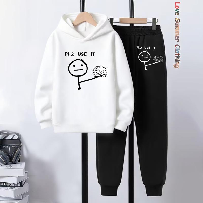 Ensemble sweat à capuche et jogging pour garçons sur le thème du football, imprimé ballon de foot, vêtements de sport à action dynamique pour jouer, tenues d'hiver pour l'entraînement de football