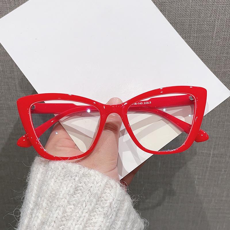 Trendy Pink Cat Eye Glasses Women's New Fashionable Colorful Clear Eyeglasses Female Plastic Anti Blue Light Glasses Frame