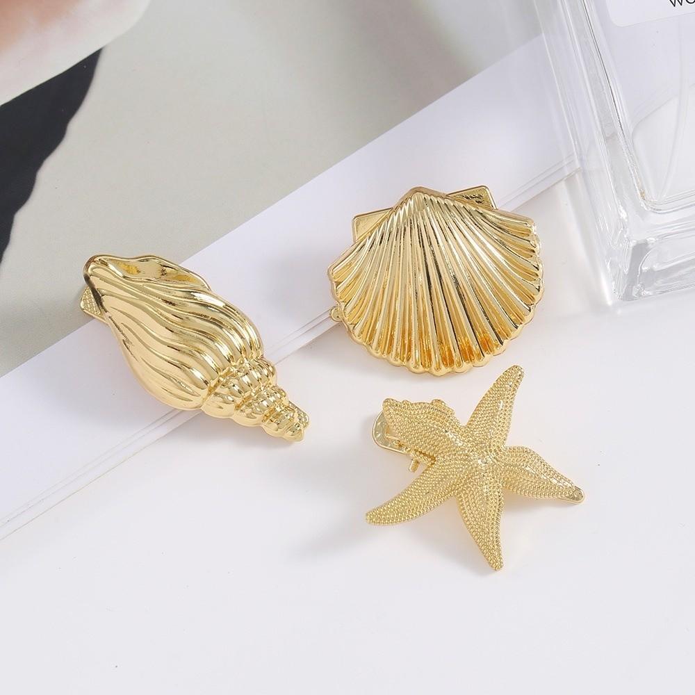 Golden Color Starfish Hair Clip Vacation Style Duckbill Hair Clip Cute Shell Hair Clip Girl