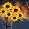 Solar Sunflower Lights Garden Simulation Flowers Outdoor Waterproof Stake Light Back Yard Flower Bed Pathway Patio Porch Decor