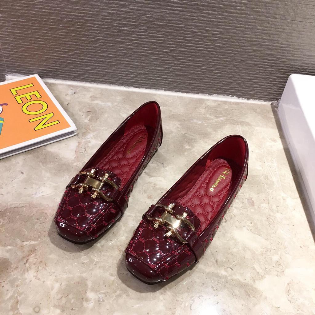 Women Flats Casuales for Female Soft Bottom Comfortable Square Head Single Shoes White Black Red Ladies Spring Autumn Loafers