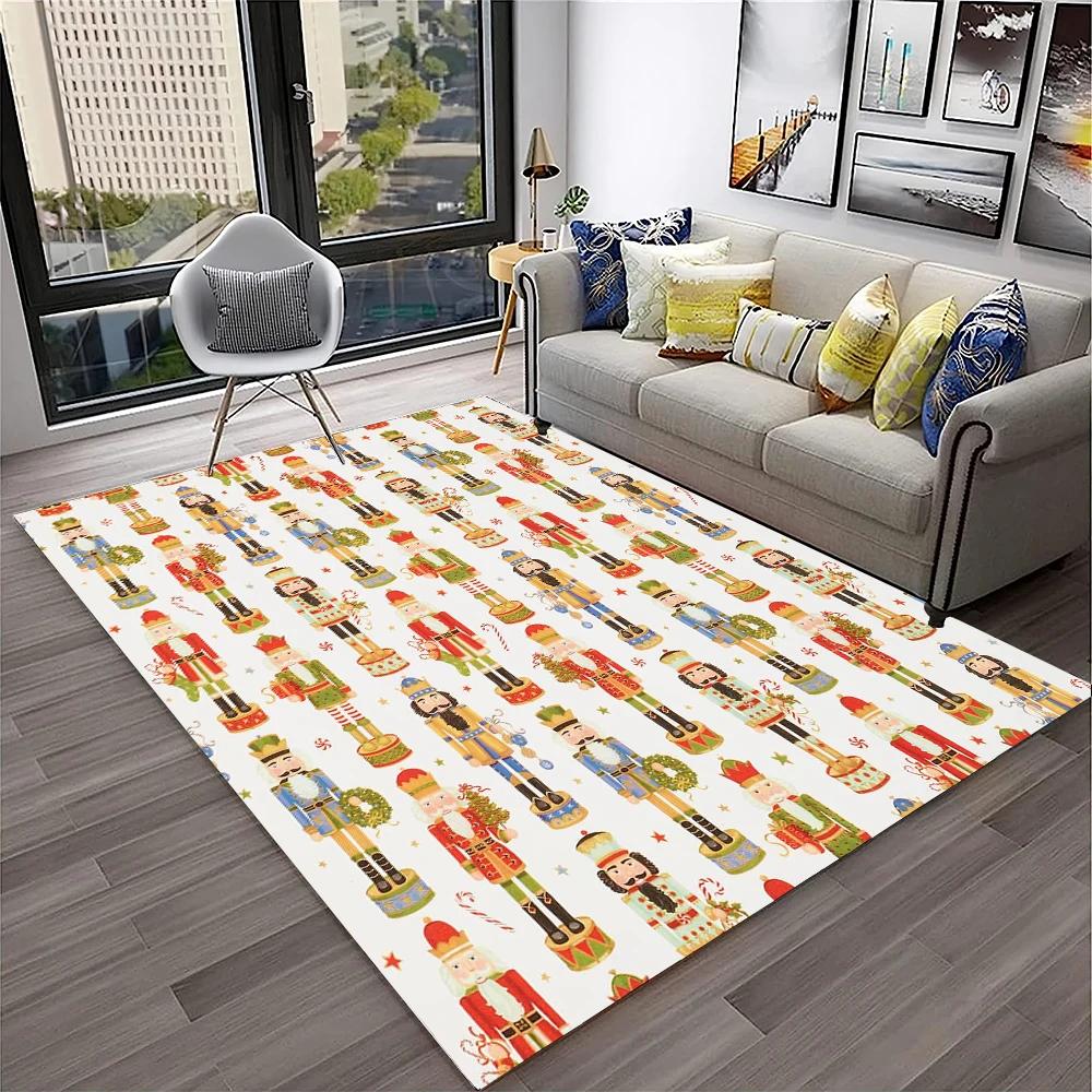 3D Nutcracker Christmas Tree Cartoon Carpet Rug for Home Living Room Bedroom Sofa Playroom Doormat Decor,kids Non-slip Floor Mat