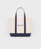 Sporty&Rich Serif Logo Medium Tote Bag - Natural/Navy R265Aob004