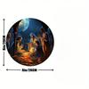 Wooden Festive Nativity Scene Sign, Circular Mark, Suitable for Living Room, Wall, Home Decoration, 8x8 Inch, 1Pc