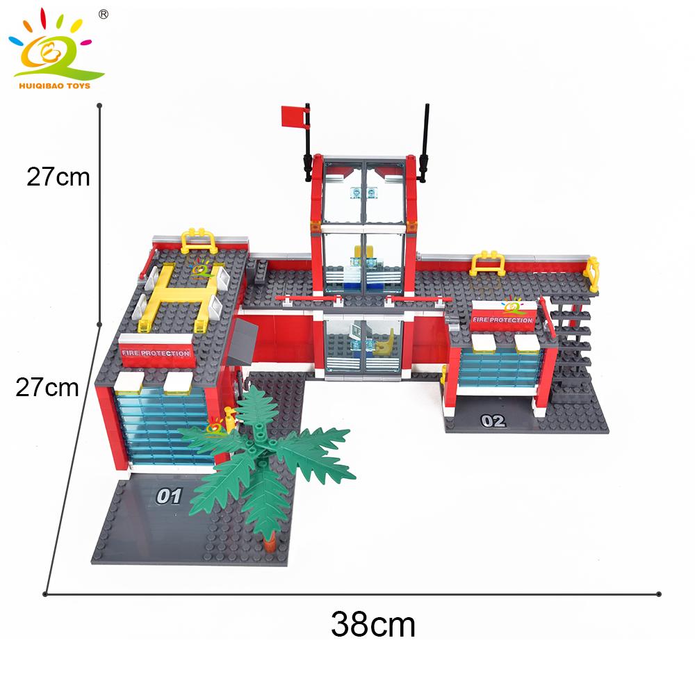 Non-Toxic 756Pcs Fire Station With Helicopter Model Building Blocks Fire Truck Firefighter Bricks City Diy Toys For Children Gift