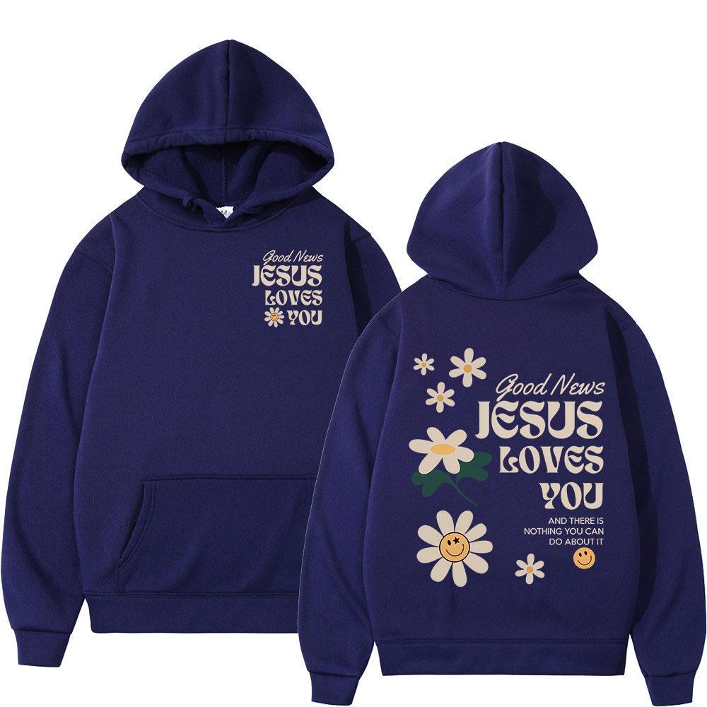 Gute Nachricht Jesus liebt dich Christliche Bibelvers Hoodies Männer Frauen Kleidung Mode Harajuku Sweatshirt Übergroßer Fleece Pullover