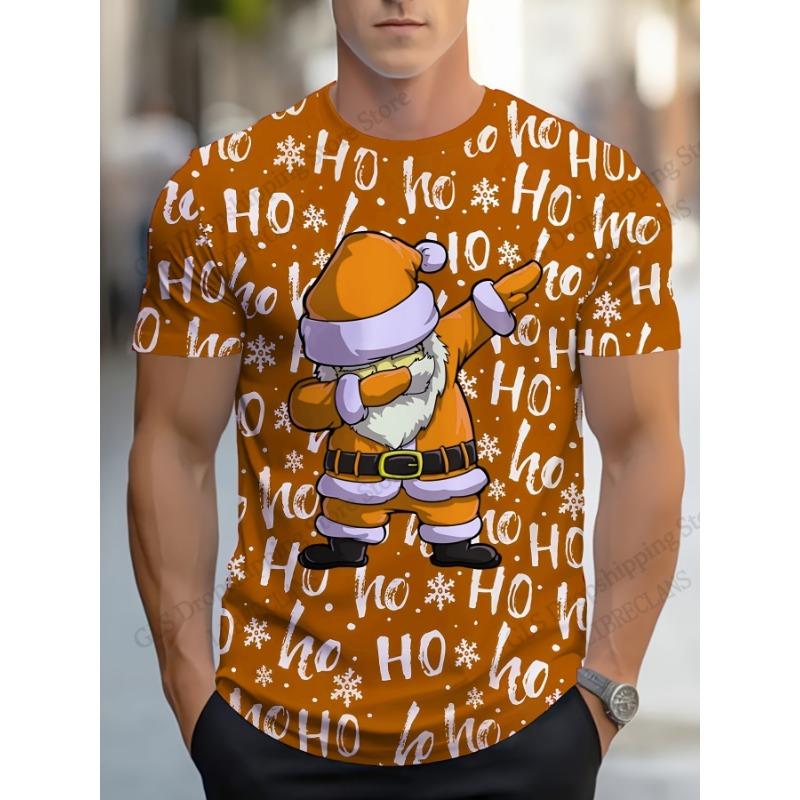 Fashion Mens Womens Christmas 3D Santa Claus Short Sleeve T-shirt Snowflake Xmas Party Tops Tees Men Clothing Men Women Tops New
