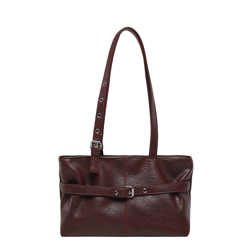 Oil Wax Leather Bag Women's New Spring and Summer Fashion Commuting Shoulder Underarm Bag Going Out To Work Tote Bag