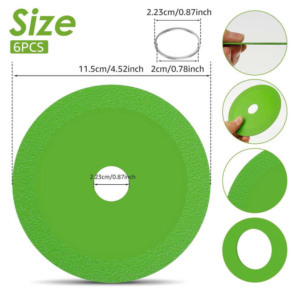 6Pcs Integrated Glass Cutting Disc 115mm Diamond Wine Bottles Saw Blade Jade Crystal Grinding Chamfering Cutting Blade Glass Cut
