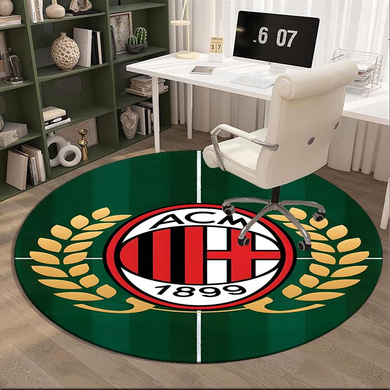 1PCS Tappeto Rotondo Milan Football Club Stampato Tappeto Rotondo per Area, Tappeto per Casa Ufficio, Tappeto Rotondo per Sedia, Tappeto Decorativo Regali per Fan Regalo di Natale