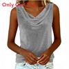 Polyester Velvet Sleeveless Vneck Tank Top For Summer Casual Wear