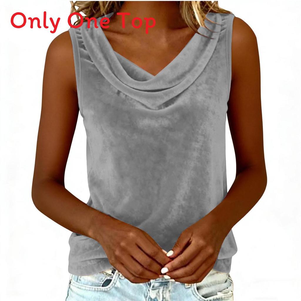 Polyester Velvet Sleeveless Vneck Tank Top For Summer Casual Wear
