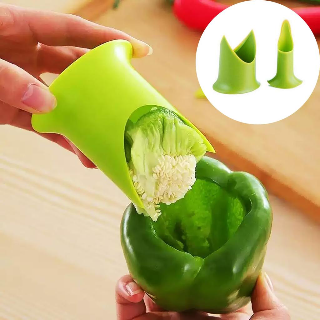 2Pcs/Set Pepper Corer and Seed Remover, Efficient Tool for Jalapenos, Peppers, Cucumbers, Tomatoes, and Other Fruits and Vegetables