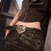 Anime Cosplay Rivet Faux‑Leather Waist Belt Unique Gesture‑Shaped Metal Buckle Decor Unisex Punk Trouser Strap Fashion Accessory