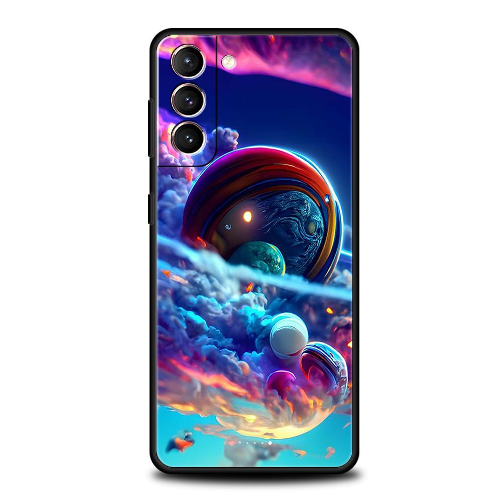 Schöne Planeten Sterne Hülle für Samsung Galaxy S24 S23 S22 S20 S21 FE Ultra S24 S23 S10 S10E S9 S8 Plus 5G Silikon Handyhülle
