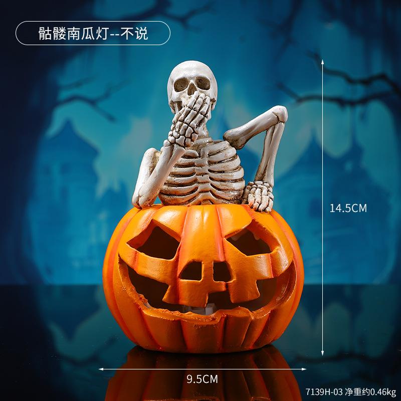 Creative Halloween Jack-o-lanterns Ornament Party Funny Atmosphere Decoration Props Ghost Festival Skull Resin Crafts
