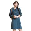 Mixiu Retro Chinese Style Denim Jacket & Vest Dress Set