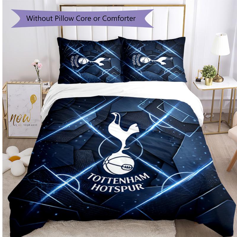 Tottenham Hotspur Muster Gedruckt 3-teiliges Bettwäsche-Set Weich Hautfreundlich Waschbar Bettbezug & Kissenbezüge Set Ganzjahres Schlafzimmer