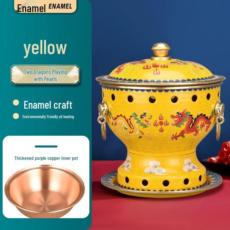 Songyunqing Thickened Pure Copper Enamel Alcohol Hot Pot