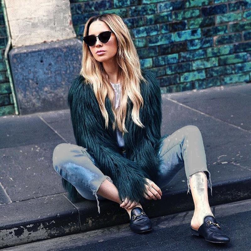 2026 High-End European and American Fashion Faux Fur Coat