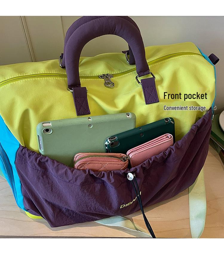 Cross-Border Color Block Travel Bag: Large Capacity, Lightweight, Handheld Sports & Fitness Duffel